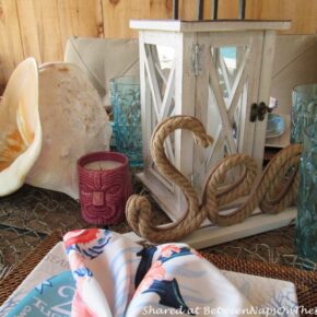 Beach-themed表设置,海滩餐具12